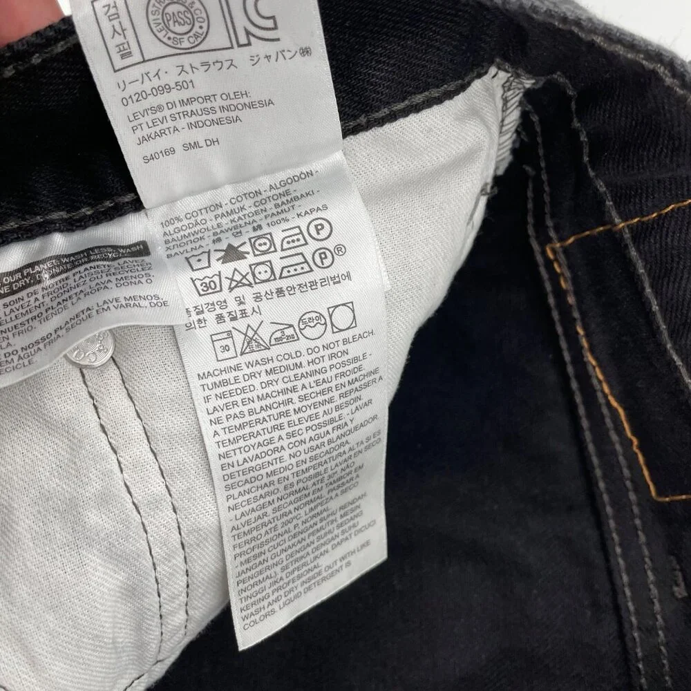 Levi's 505 Black Straight Jeans Mens Size 38x30 Grunge Punk Casual Cotton Denim
